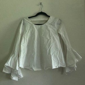 WHITE BLOUSE WITH BELL SLEEVES SIZE S
